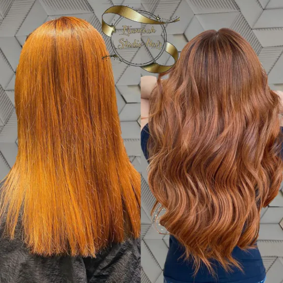 Antes e depois mega hair ruivo